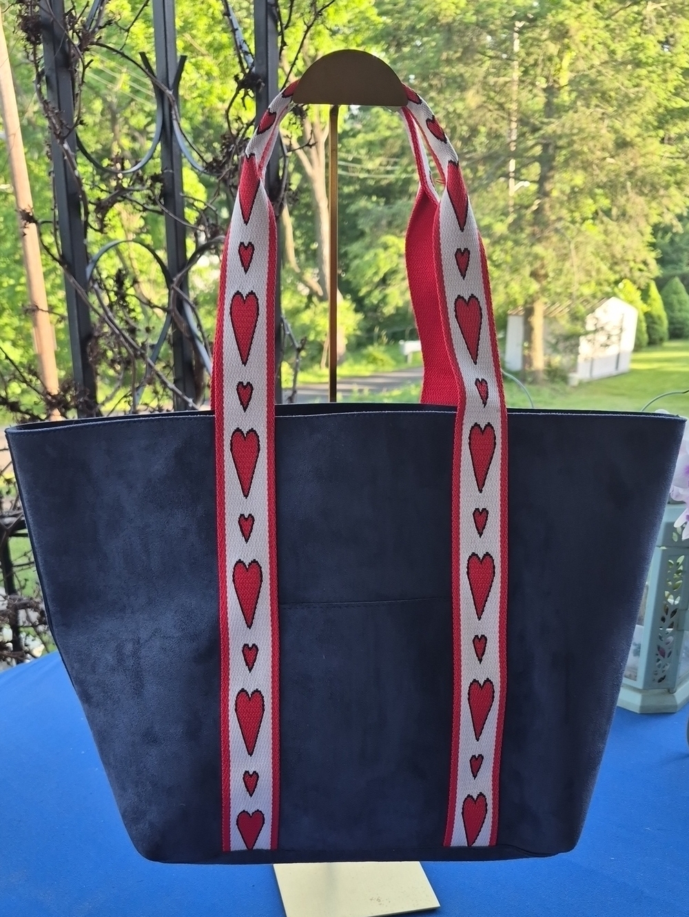 BRIGHTON ♥️ "VELVETEEN LOVE TOTE" 💙Suede & Smooth Leather 🤍 Cotton Straps - Picture 5 of 9